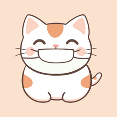 cute cat wearing a mask vector illustration