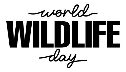 World Wildlife Day March 3, Calligraphy brush text banner with transparent background