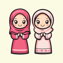 cartoon muslim Hijabi Girls