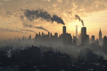 realistic of Cityscape show PM2.5 pollution