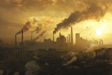 Obraz premium realistic of Cityscape show PM2.5 pollution