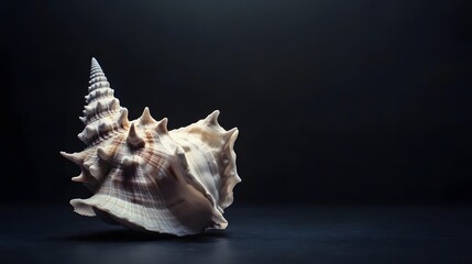Stunning Seashell on Dark Background, Detailed Closeup