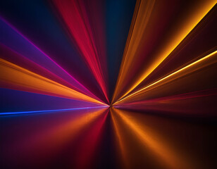 The abstract of Red, Blue, and Yellow Light Trails | Abstract Speed Burst Background | Digital Rays with Reflection