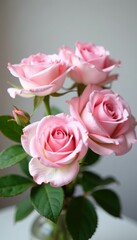 Delicate pastel pink roses in floral arrangement, pastel pink, rose bunch, delicate petals