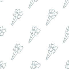 Roasted hand drawn marshmallow seamless pattern