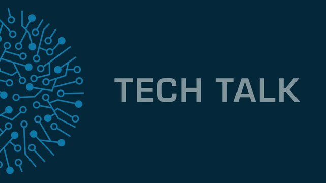 Tech Talk Circuit Circular Blue Rotating Left Text 