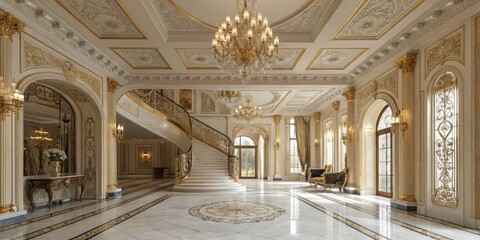 Obraz premium Gilded interior of an upscale mansion, refinement, gold decor