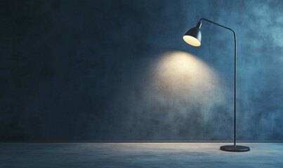 Floor lamp light on an empty wall background