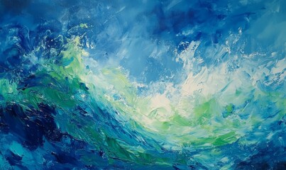 Green and Blue Water Movement in the Ocean, calm sea, abstract blues