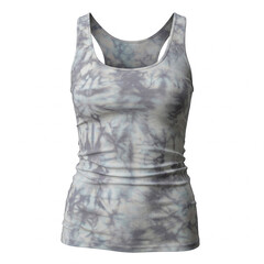 Empty white background display of a slim fit tie dye woman's U-turns Tank tops mockup with folds and creases accentuated