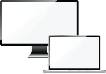 Blank screens set, isolated on white background