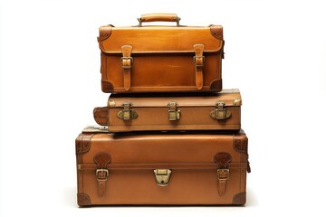 Stacked Vintage Leather Travel Suitcases - A Timeless Journey Through History