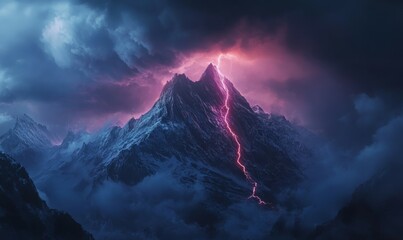 Lightning Strikes Mountain Peak