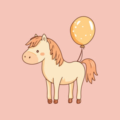 Horse with balloons vector illustration