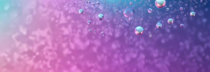 Gradient background with suspended air bubbles and an iridescent sheen, hazy atmosphere, iridescent colors