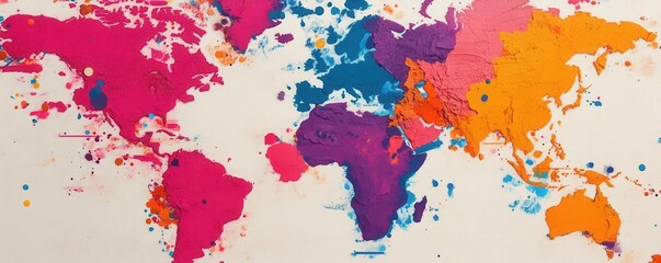 A vibrant, colorful world map showcasing countries in bold hues, emphasizing global diversity and interconnectedness.