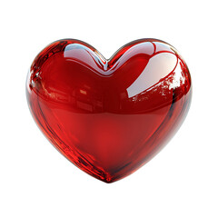 Red 3D heart emoji icon isolated on white background, digital expression isolated on white background 