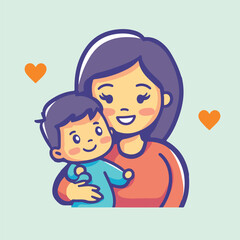 Mother and child love vector illustration