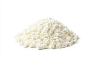 Delicious ricotta cheese evokes creamy richness on a clean white backdrop with perfect lighting and fine details in studio quality