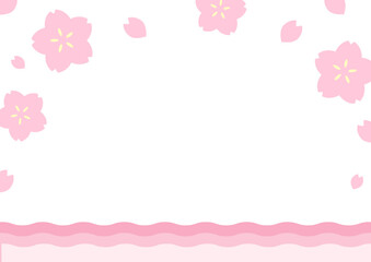 桜の花と花びらの春の背景イラスト04