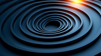 Abstract Concentric Circles: Dark Blue Swirling Depth Illusion