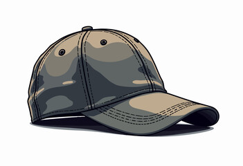 Fototapeta premium Minimalist Sports Cap Vector Icon: Line art design featuring unisex baseball, tennis, golf, hiking caps, presented as an isolated mockup on a white canvas. Adaptable graphic. 
