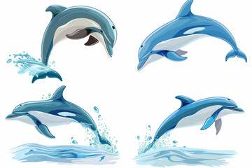 dolphin illustration set 