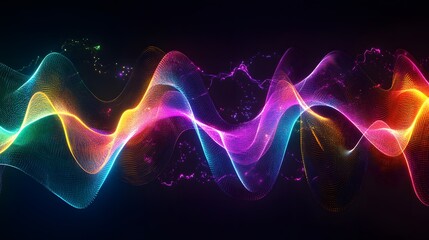 Quantum waves disrupted by noise patterns, with glowing stabilizing fields actively correcting and restoring harmony, visually rich and energetic