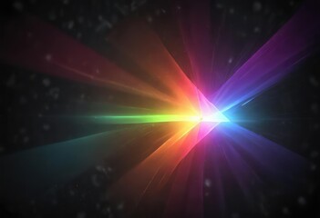 Gradient prism light flares on black background, colorful light, optical effect, colorful gradient