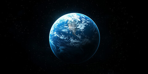 Naklejka premium Realistic view of Earth from space with a dark background 