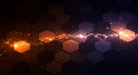Abstract background hexagon pattern with glowing lights