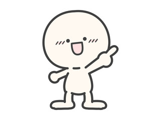 指差しのポーズの笑顔の人物