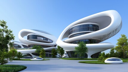 Obraz premium Futuristic Oval Buildings