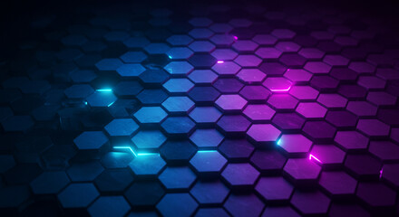 Abstract background hexagon pattern with glowing lights