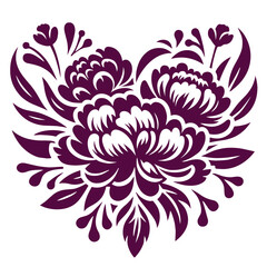 Stylized bouquet of peony flowers. Silhouette illustration