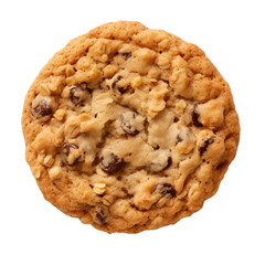  Freshly baked oatmeal raisin cookie on transparent background