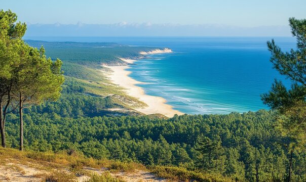 Forest massif at Carcans Plage pine forest near Lacanau on the French Atlantic coast