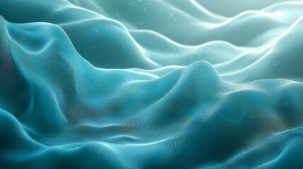 Fototapeta premium Dynamic turquoise mesh with blue-green blur gradient and grainy noise texture, flowing abstract background full of motion and energy 
