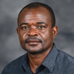 Obraz premium Profound gaze of a man in a dark shirt exuding confidence and wisdom