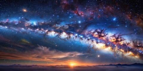Fototapeta premium Cosmic dance of stars and galaxies in a vast Milky Way galaxy scene , milky way, space