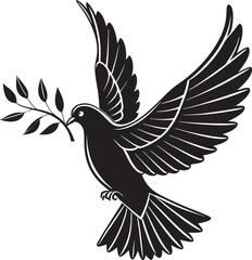 Fototapeta premium Silhouette of a Dove with Olive Branch Symbol of Peace