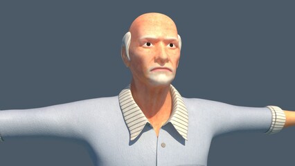 Old age male 3d illustration