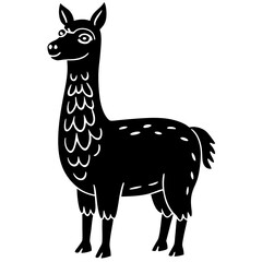 Cute Silhouette of a Llama line art vector cartoon illustration
