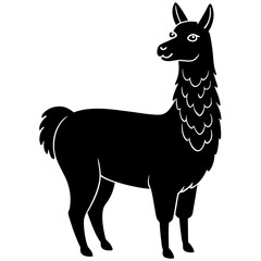 Cute Silhouette of a Llama line art vector cartoon illustration
