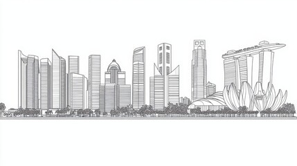Urban Skyline Illustration of Modern City Architecture Design