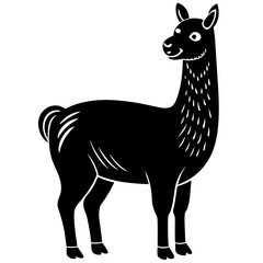 Cute Silhouette of a Llama line art vector cartoon illustration