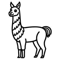 Cute Silhouette of a Llama line art vector cartoon illustration