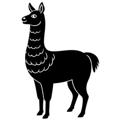 Fototapeta premium Cute Silhouette of a Llama line art vector cartoon illustration