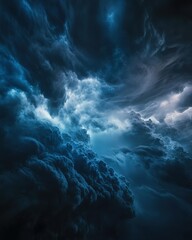 A dramatic shot of dark storm clouds swirling as a hurricane approaches