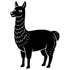 Cute Silhouette of a Llama line art vector cartoon illustration